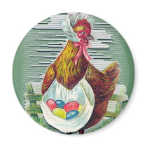 Hen and Eggs Easter Magnet