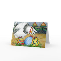 Hen and her Christmas Eggs Card