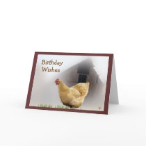 Hen and Old Barn Birthday card- any occasion
