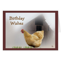 Hen and Old Barn Birthday card- any occasion