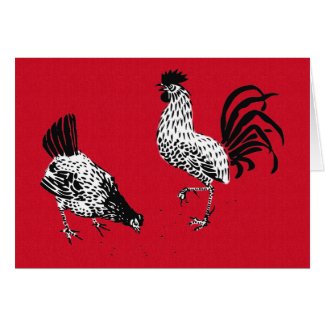 Hen and Rooster Greeting Card
