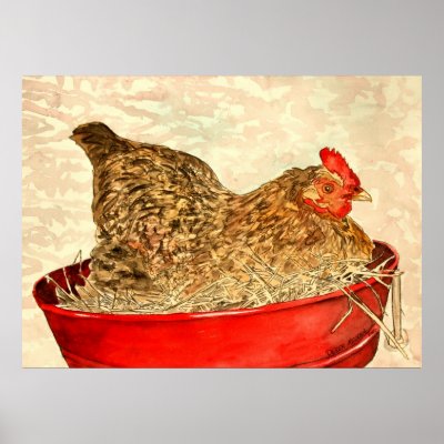hen chicken farm animal print poster by dereklovessheila