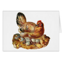 Hen Chicks Babies and Eggs Card