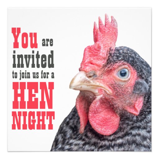 Hen Night Ladies Bachelorette Party Big Chicken Custom Invitation