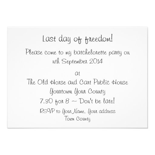 Hen party batchelorette invitation