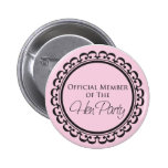 Hen Party pink and black button buttons