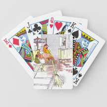 Hen with Broom Mounting Stairs to Bedroom Bicycle Card Deck