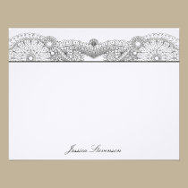 Henna Custom Flat Note Card (black) invitations