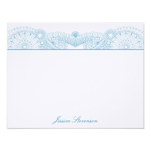 Henna Custom Flat Note Card (blue) Custom Invites