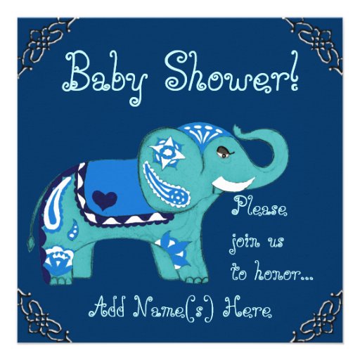 Henna Elephant (Baby Shower) Announcements
