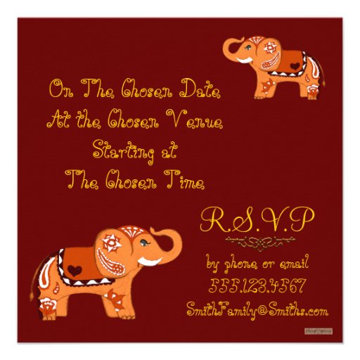 Henna Elephant (Baby Shower) Personalized Announcement
