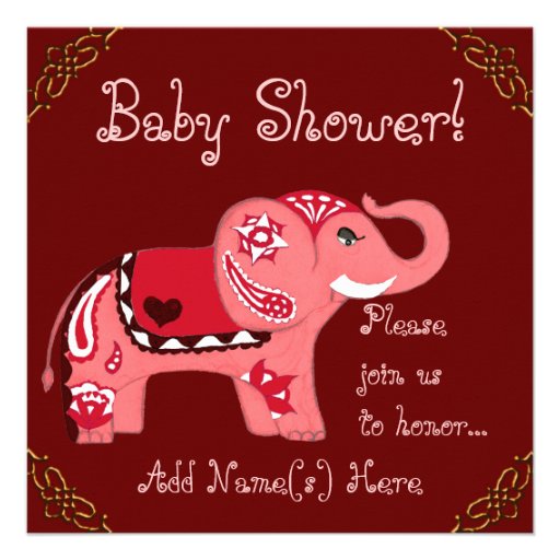 Henna Elephant (Baby Shower) Invites