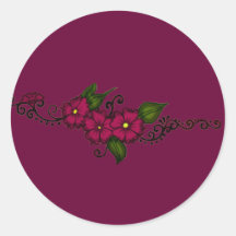 Henna Flower (Fuschia) Stickers
