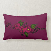 Henna Flower (Fuschia) Throw Pillow