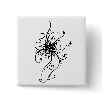 Henna Flower in Vines buttons