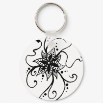 Henna Flower in Vines keychains