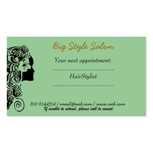 Henna Hair Salon Spa Hairstylist Business Cards (back side)