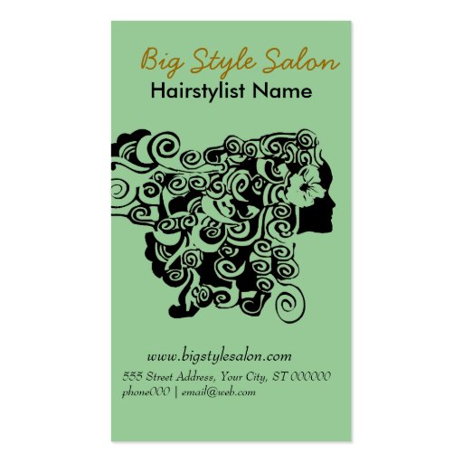 Henna Hair Salon Spa Hairstylist Business Cards (front side)