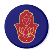Henna Hamsa Lotus Refrigerator Magnet