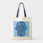Henna Hand of Hamsa (Blue) Tote Bags