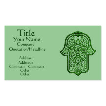 Henna Hand of Hamsa (Green) Business Cards