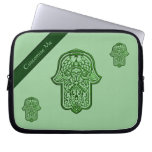 Henna Hand of Hamsa (Green) Laptop Sleeves