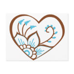 Henna Heart Blue Post Cards