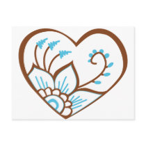 Henna Heart Blue postcards by sixteenthkid Henna Heart Blue postcards