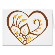 Henna Heart Yellow Greeting Card