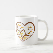 Henna Heart Yellow Mugs