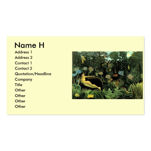Henri Rousseau's The Dream (1910) Business Card (front side)
