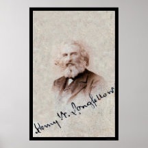Henry Longfellow Signed Card 1860 Poster