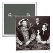 Henry VIII, his daughter Queen Mary Pinback Button