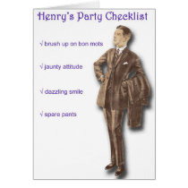 Henry's Party Checklist Greeting Cards