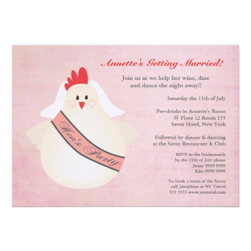 Hen's Party Funny Chicken Illustrated Invite