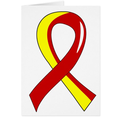 Hepatitis C Red Yellow Ribbon 3 Card