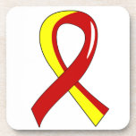 Hepatitis C Red Yellow Ribbon 3 Coasters