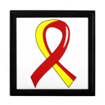 Hepatitis C Red Yellow Ribbon 3 Trinket Box