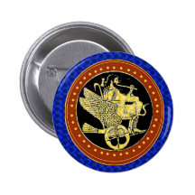 Hephaestus blue pinback button