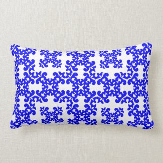 Her Cute Girly Style Blue &amp; White Damask Girls Throw Pillows