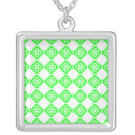 Her Cute Girly Style Lime & White Damask Girls Custom Necklace