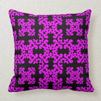 Her Cute Girly Style Pink & Black Damask Girls mojo_throwpillow
