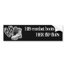 HER flip flops, HIS combat boots Bumper Sticker