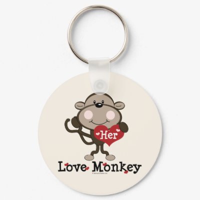 Clever valentine sayings (Her Love Monkey Cute Valentine's Day Key Chain by 