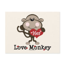 Her Love Monkey Valentine's Day Humor Postcard