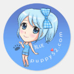 Her name is Blue Round Sticker