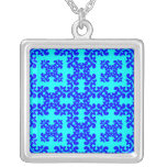 Her Vintage Girly Style Blue & Cyan Damask 4 Girls Custom Necklace
