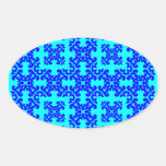 Her Vintage Girly Style Blue & Cyan Damask 4 Girls Oval Sticker