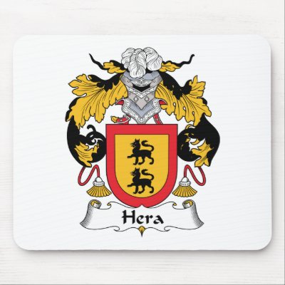 Hera Family Crest Mouse Pads by coatsofarms