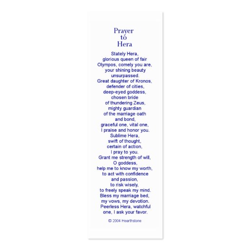 Hera Prayer Card Business Card Templates (front side)